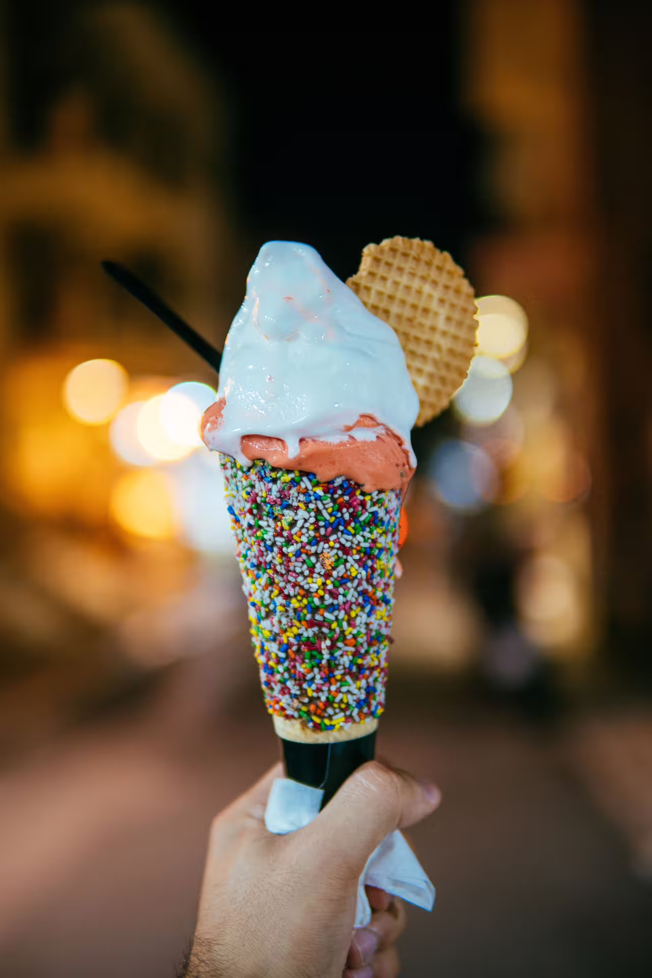 Greek gelato cone in Nafplio old town during private tour from Athens to Mycenae and Epidaurus