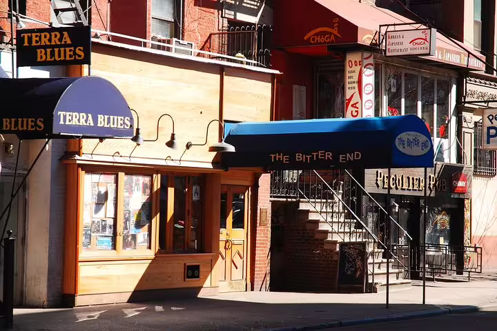 Terra Blues and The Bitter End music venues on Bleecker Street in Greenwich Village, NYC