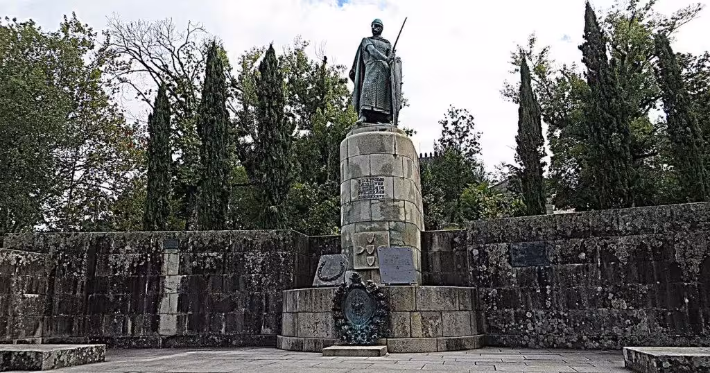 Statue of Portugal’s first king at Guimarães Castle, a highlight on a private Guimarães and Braga tour with lunch