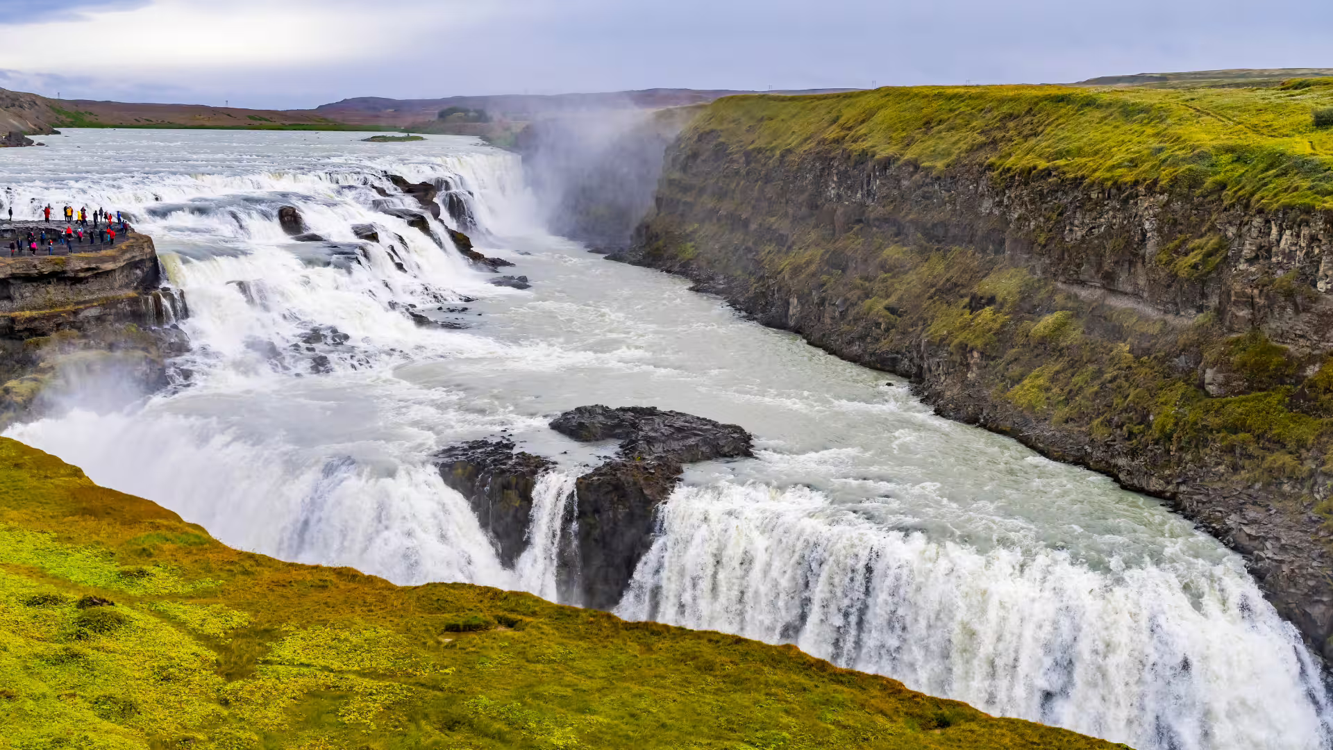 A picture of Gullfoss, one of the biggest waterfalls in Iceland.