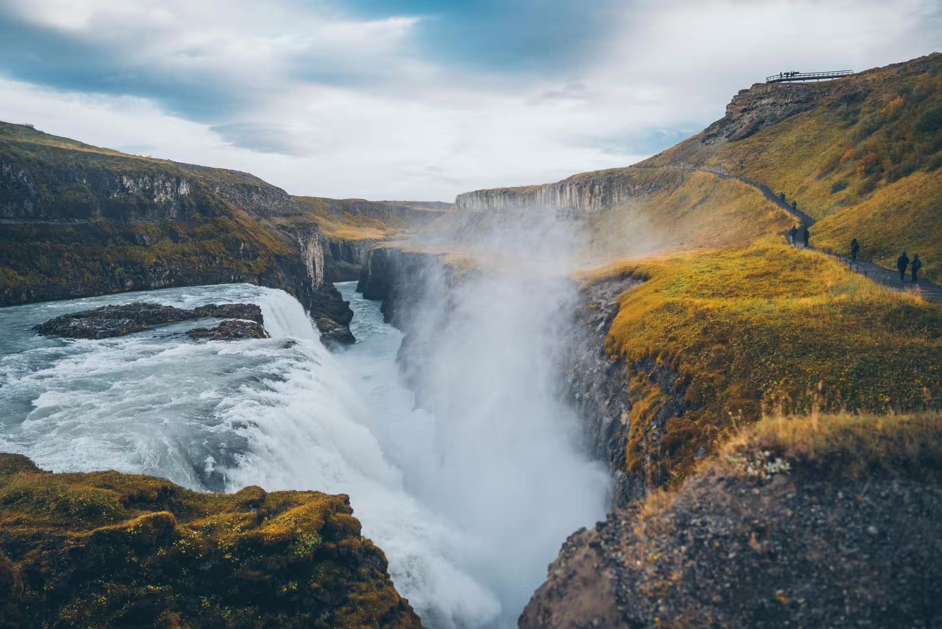 Gullfoss waterfall in fall