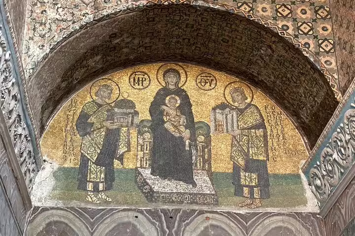 Byzantine mosaic of the Virgin and Child inside Hagia Sophia, Istanbul on Turkey guided tour