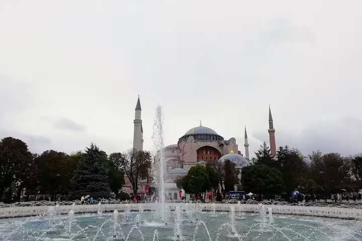 Hagia Sophia and Sultanahmet Square fountains on Istanbul private or mini group shore excursion from cruise port