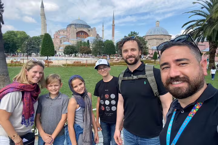 Tour group selfie at Hagia Sophia, Istanbul, a highlight of the Ephesus & Istanbul combined 2 tours