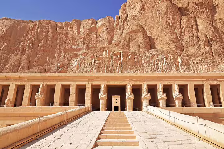 Hatshepsut Temple at Deir el-Bahari, West Bank Luxor, visited on a 3 days 2 nights package from Cairo by VIP train