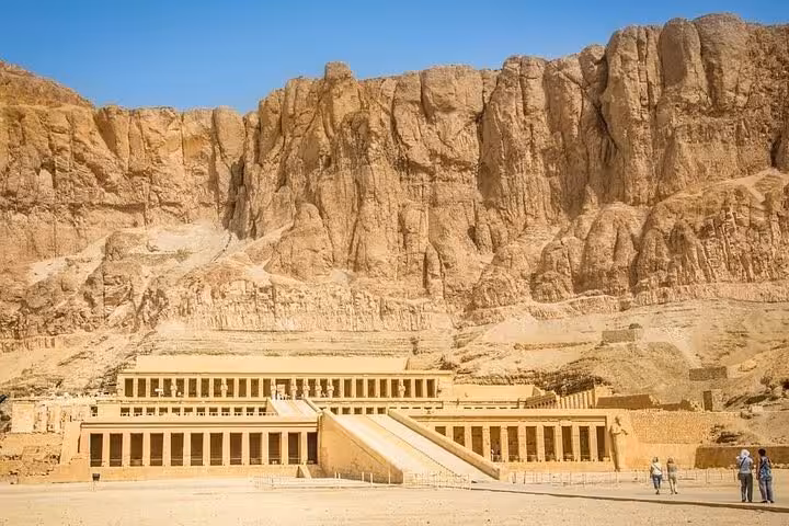 Hatshepsut Temple at Deir el-Bahari on Luxor West Bank, stop on a full-day private guided tour with lunch