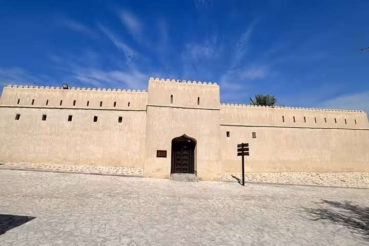 Hatta Heritage Village fort entrance in Dubai, cultural highlight on Hatta Dam and Hills Park private tour