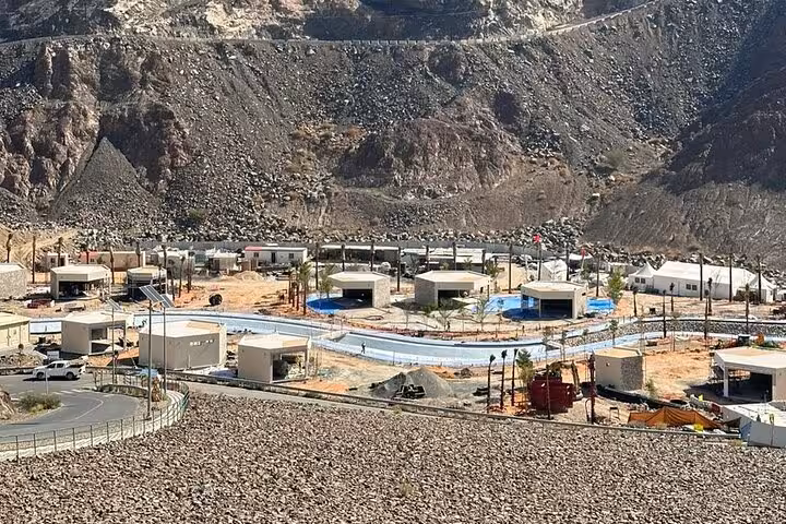 Scenic view of Hatta Heritage Village area and mountain roads on a private full-day Hatta tour from Dubai