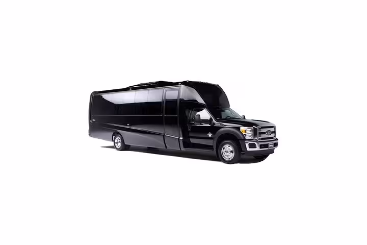 Executive black limo coach for Heraklion to Rethymno hotel transfer, private chauffeur service in Crete