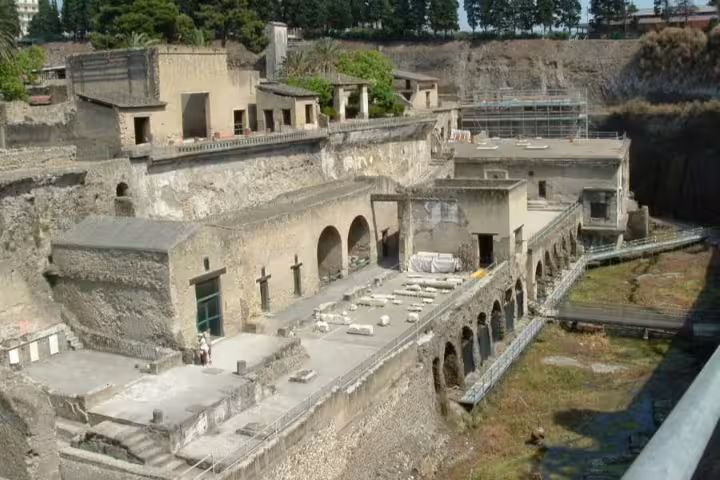 Stone arches and terraces of Herculaneum archaeological site near Naples, included in Pompei Ercolano Mt Vesuvio tour