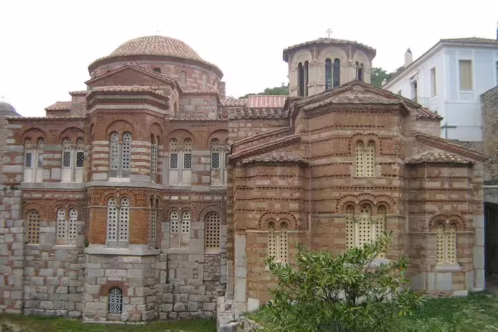 Close view of Hosios Loukas Monastery church near Delphi, Byzantine landmark on a Delphi full day tour Greece