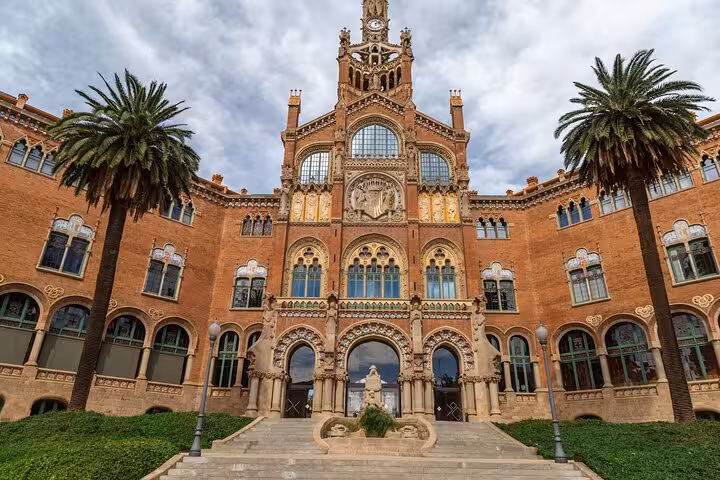 Hospital de Sant Pau Modernisme facade in Barcelona, key stop on Gaudí and Modernism walking tour