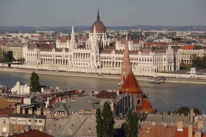 Hungarian Parliament on the Danube River, iconic skyline view on an Unexpected Treasures Budapest private tour