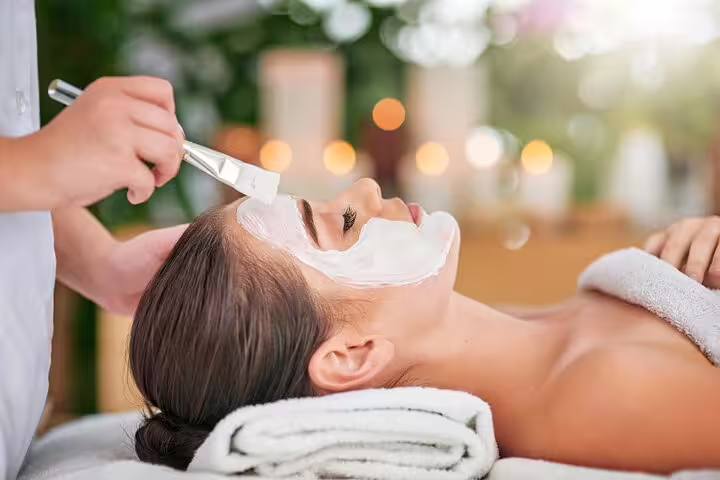 Woman enjoying facial treatment at Hurghada VIP spa, add-on to full body massage with jacuzzi and sauna experience