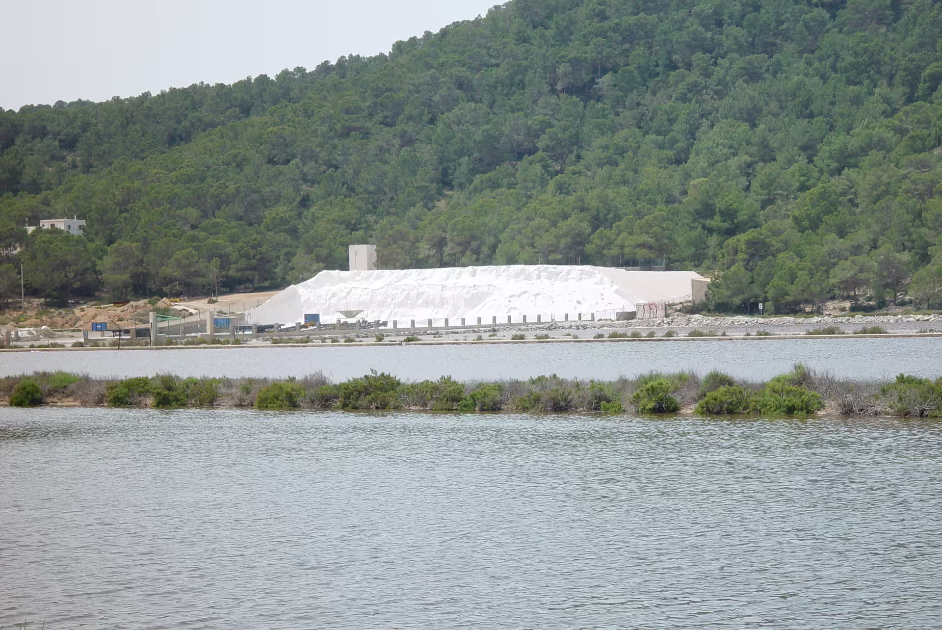 Las Salinas salt flats and lagoon viewpoint on Ibiza island tour by bus with official guide, scenic stop