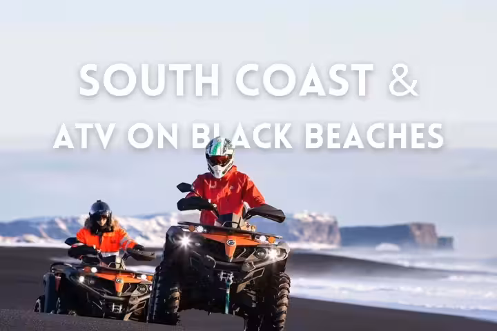 Private South Coast & ATV tour on Iceland black sand beaches with ocean views and guided quad biking