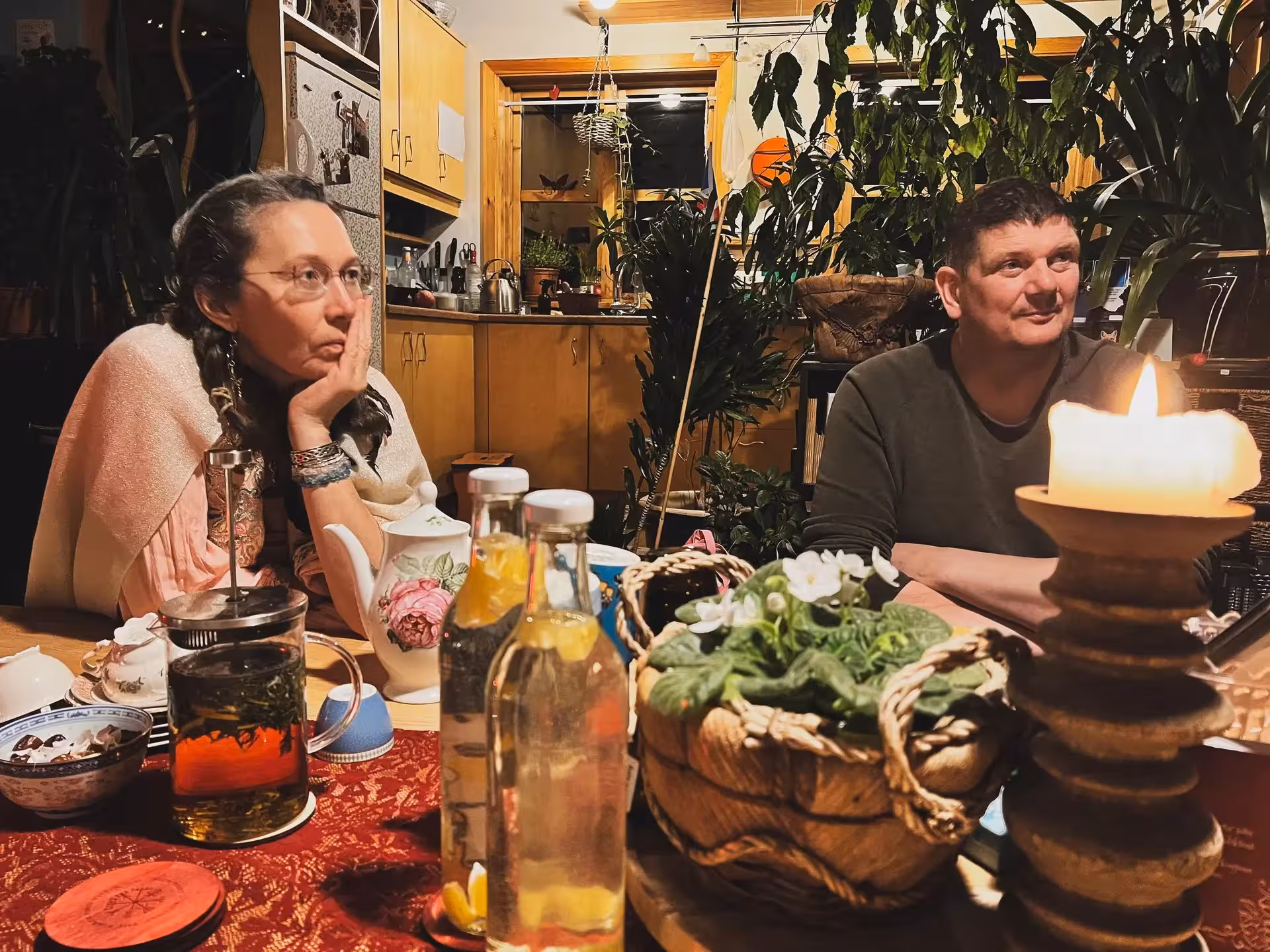 Cozy candlelit cacao ceremony in Iceland home, Sacred Iceland private adventure with Christmas dreams gathering