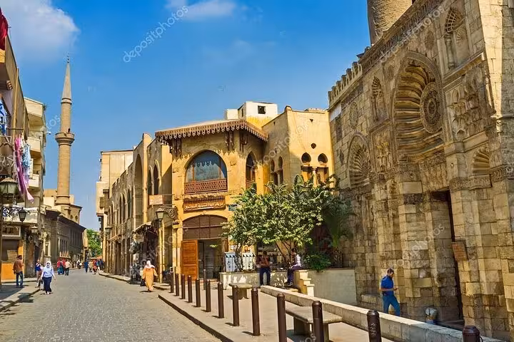 Historic Islamic Cairo street by Al-Azhar area with minaret views on a VIP four-hour private tour