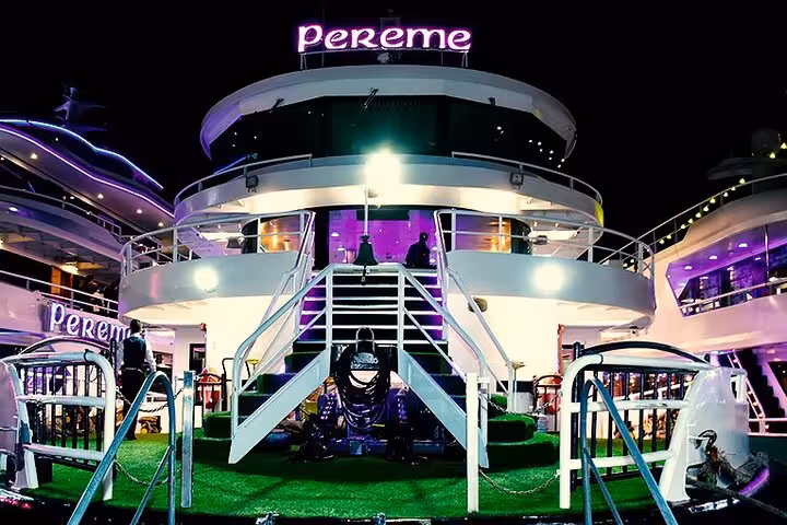 Boarding the Istanbul Bosphorus dinner cruise yacht for Turkish night entertainment with private table seating