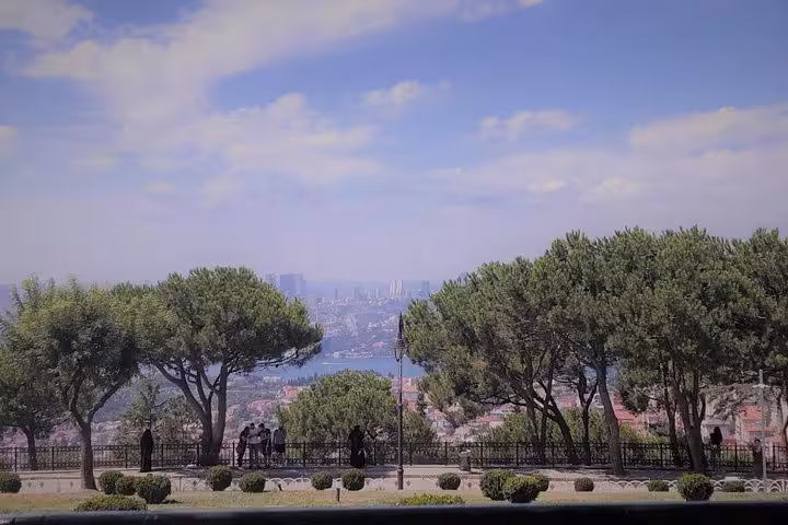 Panoramic Istanbul viewpoint over Bosphorus Strait from a hilltop park on Asia-Europe full-day tour with lunch