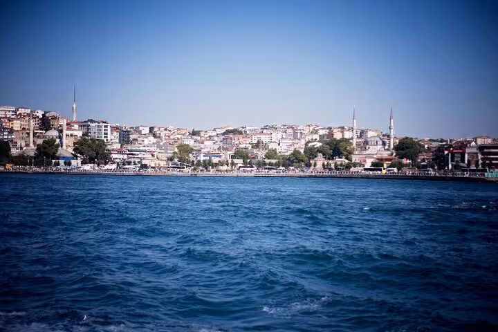 Bosphorus waterfront skyline in Istanbul, scenic stop on an all-inclusive private guided city tour
