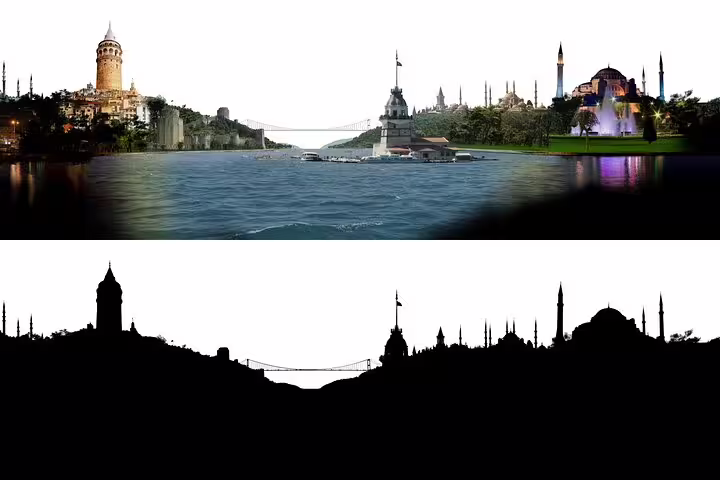 Istanbul skyline collage with Galata Tower, Bosphorus and Hagia Sophia, ideal for private guided tour