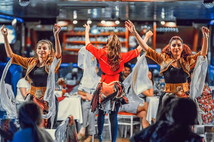 Traditional Turkish dance show during Istanbul New Year’s Eve Bosphorus dinner cruise with live entertainment