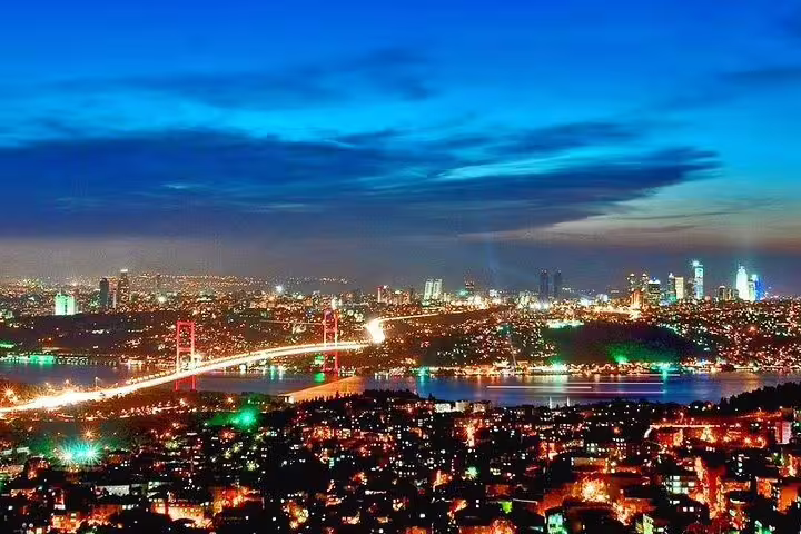 Istanbul Bosphorus night skyline and bridge views on private 6-hour tour with no hidden fees