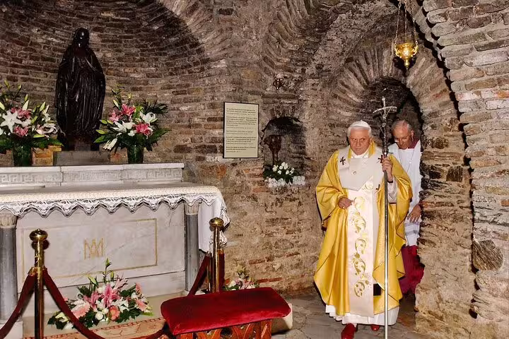 Historic stone chapel and altar visit in Istanbul on Turkey Glories 11-day guided tour with flights