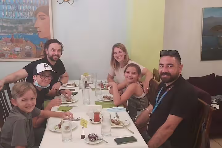 Tour group enjoying Turkish lunch after visiting Topkapi Palace, Hagia Sophia, Blue Mosque and Grand Bazaar