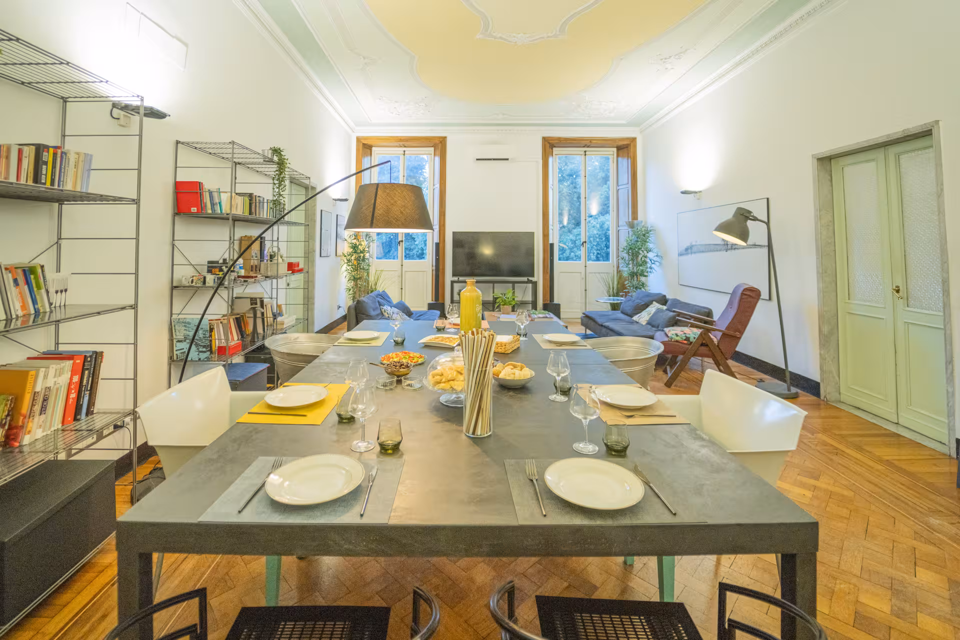 Elegant dining room setup for an Italian culinary experience near Cinque Terre and Portofino.
