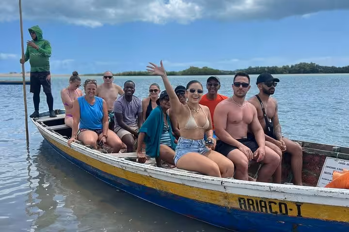Group boat ride on Jericoacoara West Coastal Tour across Guriú River mangroves, Ceará, Brazil