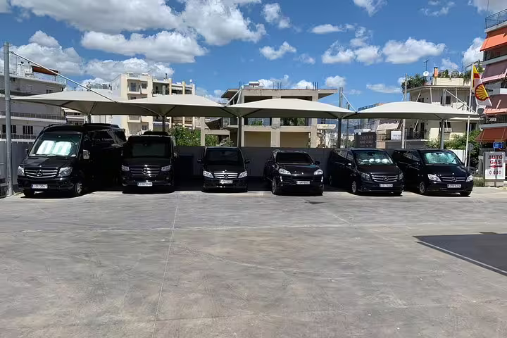 Comfortable minivans for Kalavryta and Cave of Lakes full-day tour, ideal for small group transfers
