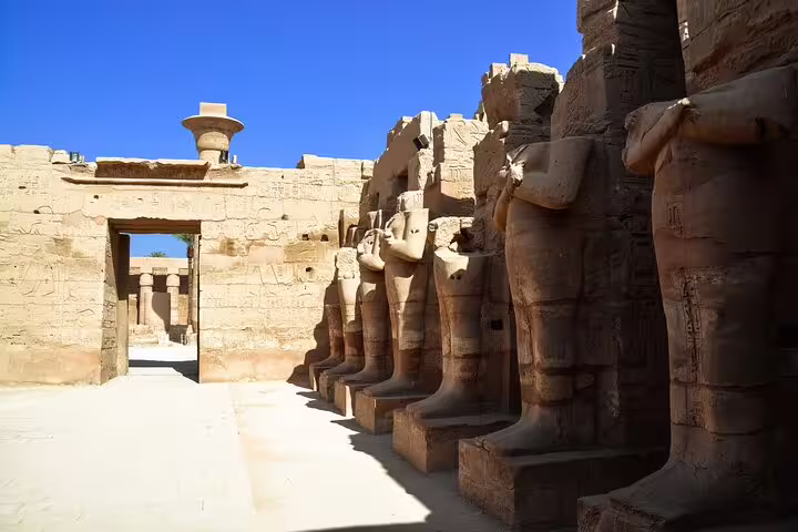Karnak Temple avenue of statues in Luxor, Egypt, a highlight of 4 nights 5 days Nile cruise tour