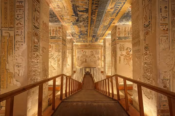 Karnak Temple interior corridor with hieroglyphs, included on Luxor full-day semi private tour from Marsa Alam