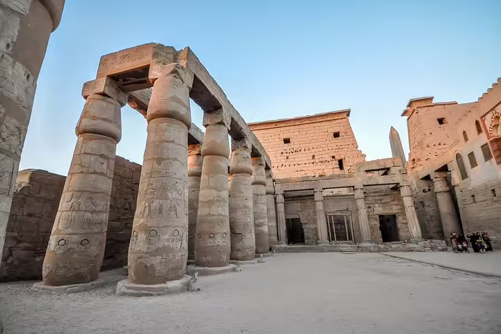 Hypostyle hall columns inside Karnak Temple, Luxor historical day trip by plane from Sharm El Sheikh