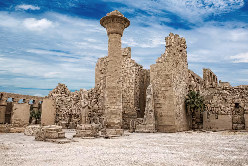 Ancient Karnak Temple ruins in Luxor on Egypt Golden Triangle 11-day 5-star historic sites and beach holiday