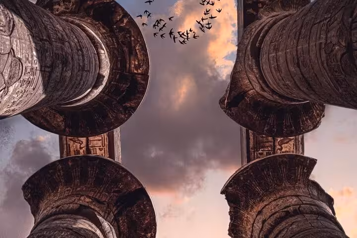 Karnak Temple columns at sunset, Luxor highlights on private 2-day Hurghada to Cairo and Luxor by plane tour
