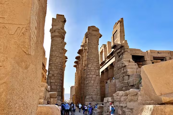 Karnak Temple columns and ruins on a full-day Luxor semi-private tour from Hurghada with tickets