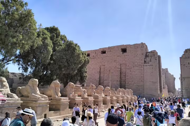 Karnak Temple avenue of ram-headed sphinxes in Luxor, a highlight on 10-day Egypt Cairo cruise tour