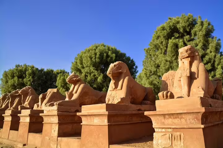 Avenue of sphinx statues at Karnak Temple, Luxor highlights on 2-day Cairo & Luxor tour from Marsa Alam