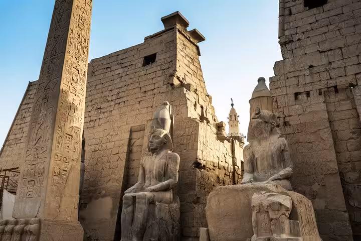 Karnak Temple statues and hieroglyph obelisk in Luxor on Temple of Hatshepsut 5-day trip from Cairo
