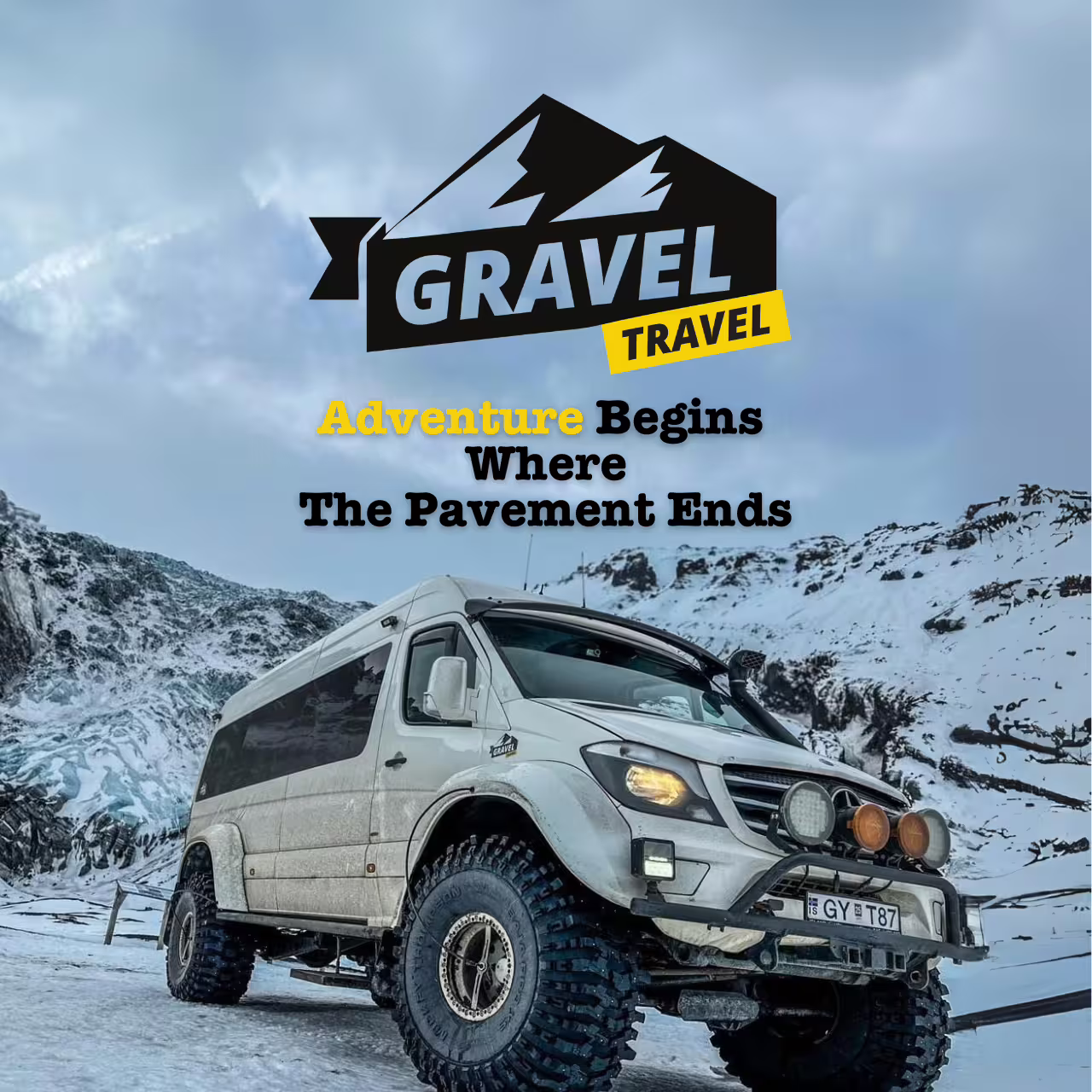 Gravel Travel 4x4 super jeep ready for Katla ice cave and South Coast day trip adventure from Reykjavik Iceland
