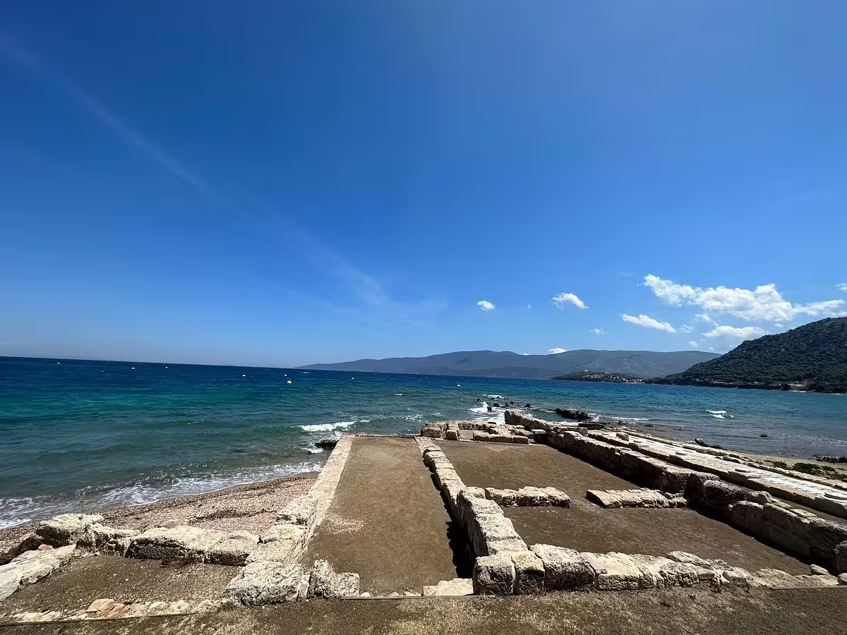 Kechries port ruins on the Corinthian Gulf, a scenic stop on a private biblical tour of Ancient Corinth