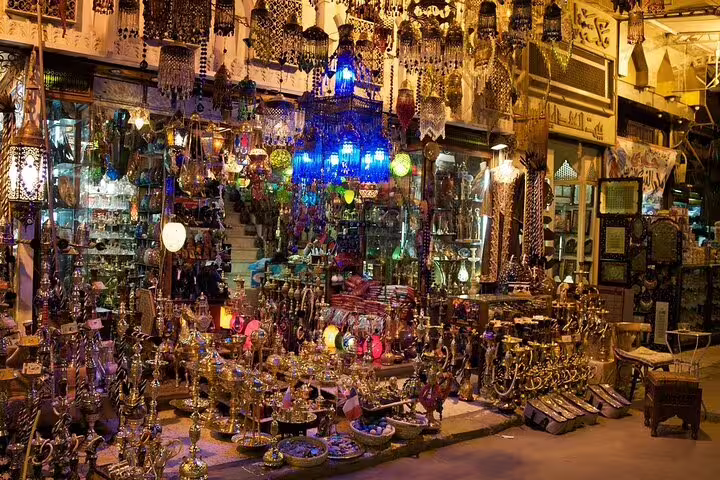 Khan El Khalili bazaar night shopping in Cairo on Alexandria to Port Said shore excursion day tour