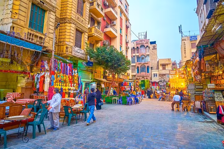 Colorful Khan El Khalili market street in Cairo, part of top tours to Pyramids, Egyptian Museum and bazaar