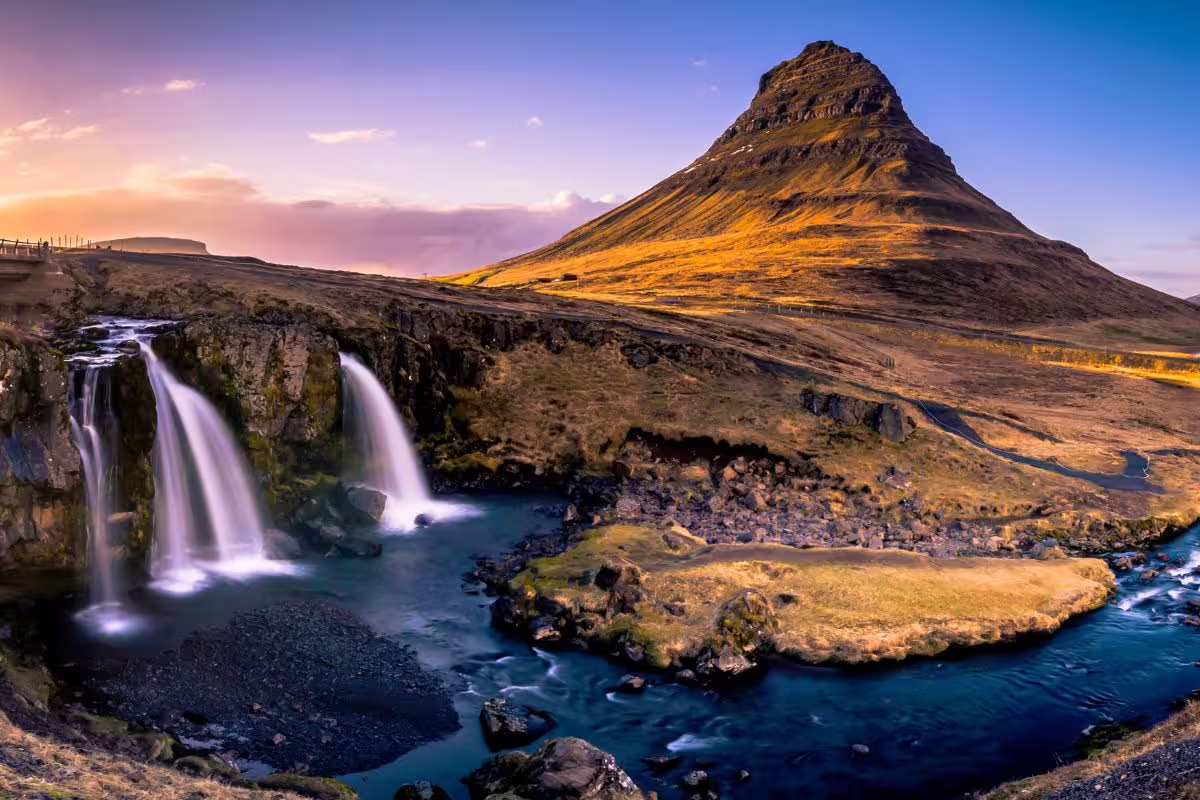 Kirkjufell mountain and Kirkjufellsfossar waterfall