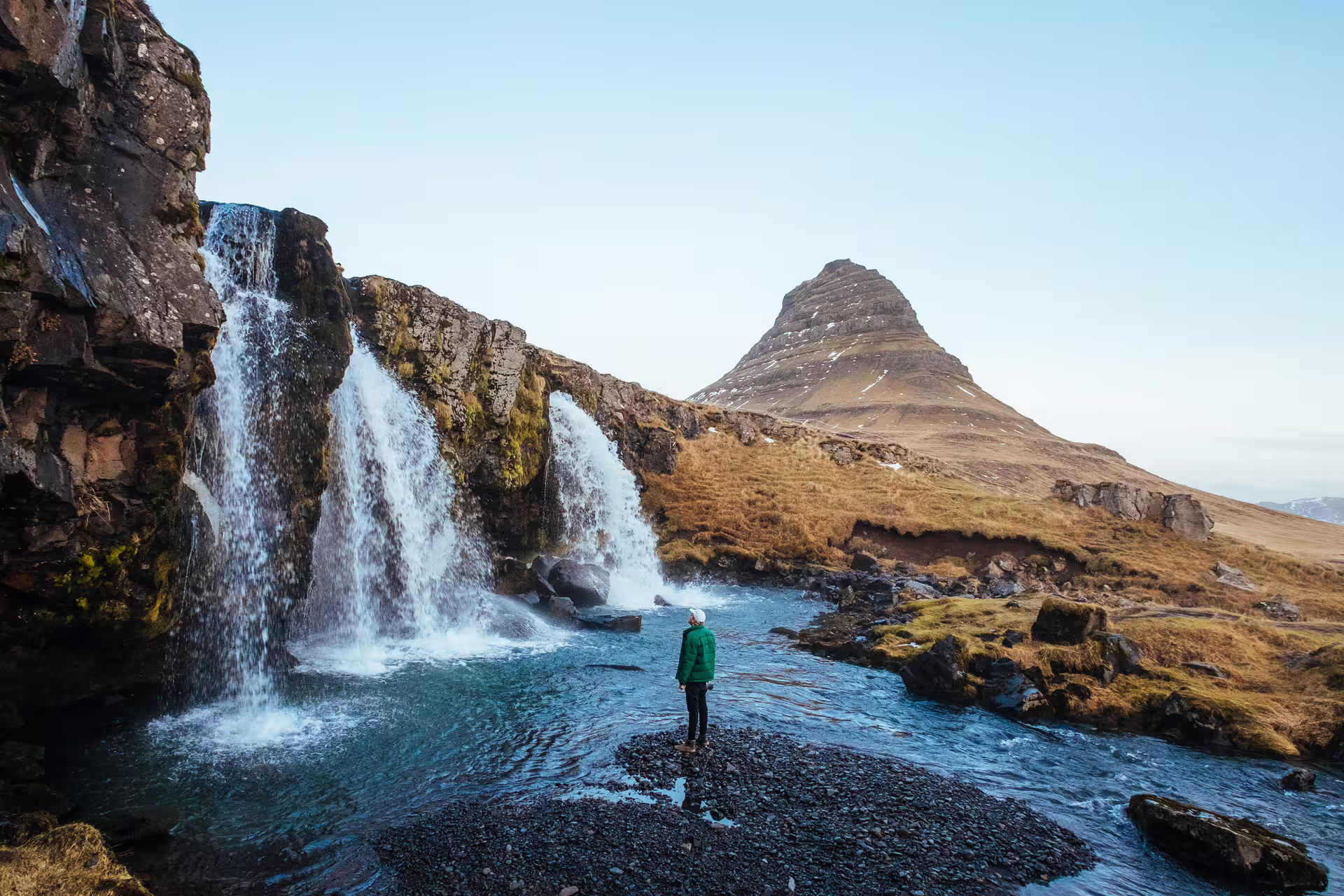 Enjoying nature at Kirkjufell Snæfellsnes Peninsula