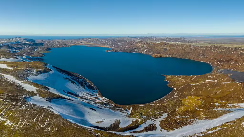 A aerial view of Kleifarvatn in Reykjanes. 