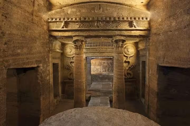 Kom El Shoqafa Catacombs chamber in Alexandria, Egypt on Cairo to Alexandria tour with guide and tickets